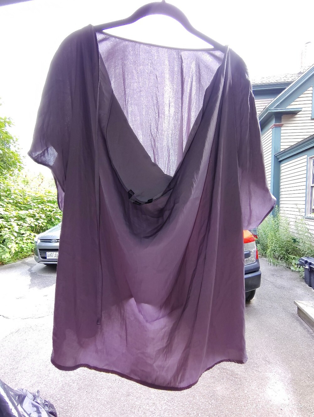 Banana Republic Sheer Purple Draped Blouse